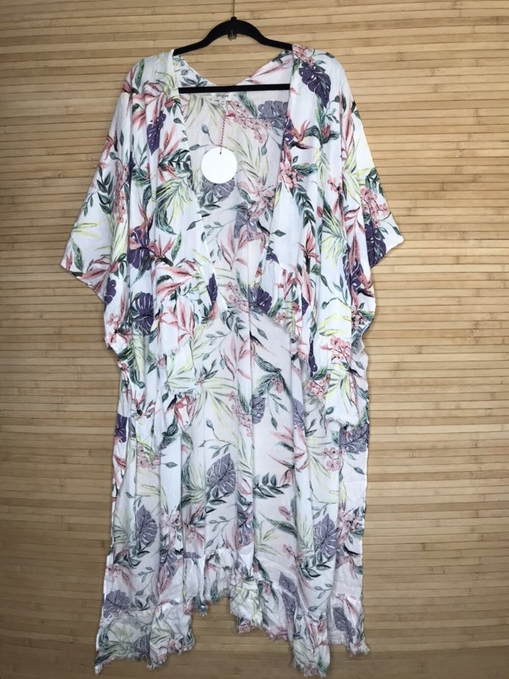 NWT Umgee White flower Floral Print Kimono Wrap GORGEOUS Sz S/M
